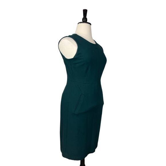 Lands’ End Dress Ponte Knit Sheath Pockets Hunter Green Floral Women’s Size 14 - Picture 2 of 11